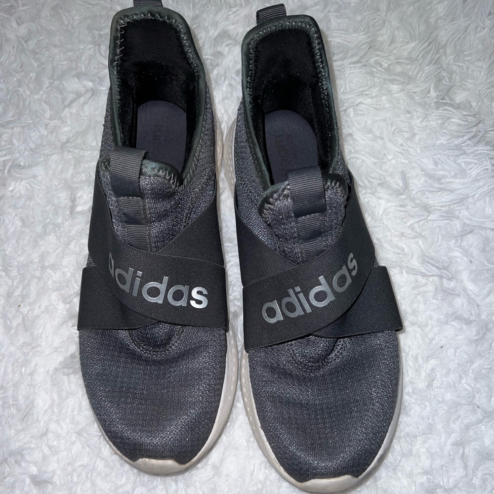 Adidas gray slip on sneakers